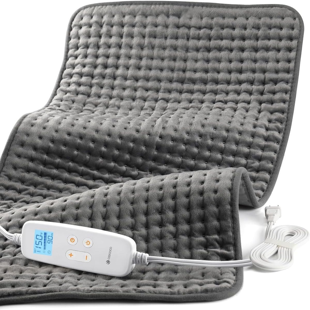 CooCoCo 17x33 Large Heating Pad for Back, HSA Approved Gifts for Mom Dad, Electric Heated Pad for Neck Shoulders Period Cramps, FSA Eligible Heat Pad, Auto Off, 10ft Cord, Christmas Gift for Women Men
