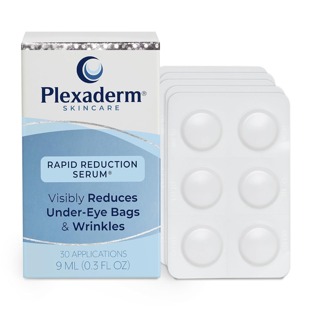 Sérum oculaire à réduction rapide de Plexaderm - Réduit visiblement les sacs sous les yeux, les rides, les cercles sombres, les lignes fines et les pieds de Crow instantanément, anti-vieillissement des rides pour le visage, 30 pods à usage unique