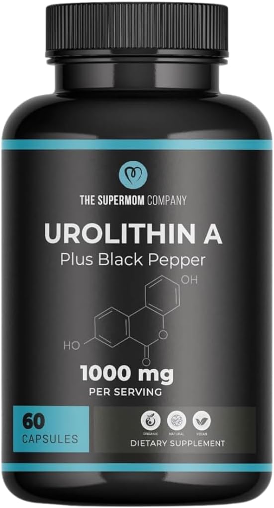 Urolithin A Plus Black Pepper Dietary Supplement - 1000mg per Serving, 60 Vegetable Capsules