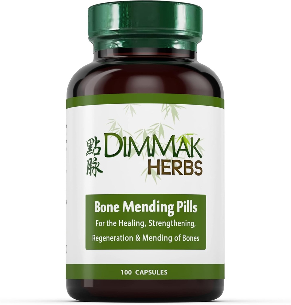 Certified Organic Bone Mending Pills by Dimmak Herbs, Bone Fracture Healing Supplement, Bone Strengthening Pills, Chinese Medicine Herbs - 100 caps 500mg