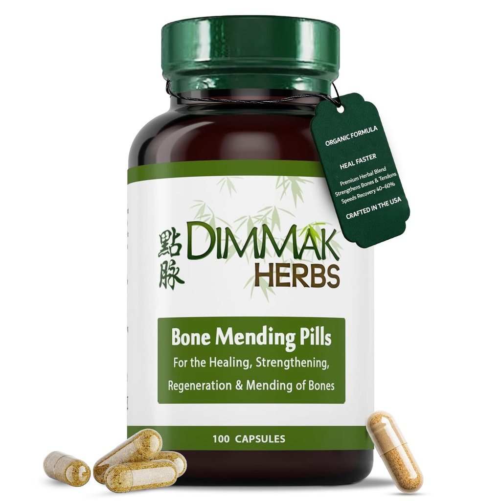 Pilules de fusion biologique certifiées par les herbes Dimmak, supplément de guérison de la fracture osseuse, pilules de renforcement des os, herbes médicinales chinoises - 100 capsules 500mg