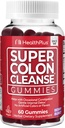 Health Plus Super Colon Cleanse Gummies 15 jours d'approvisionnement d'une douce nuit de soulagement de constipation occasionnelle, extrait de feuille de Senna naturel, supplément diététique, saveur de baie mixte, 60 comte