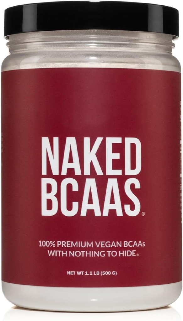 NAKED BCAAs Amino Acides Poudre, seulement 1 Ingrédient, Pure 2:1:1 Formule, Vegan non aromatisé chaîne ramifiée Acides aminés, Instantané tout naturel BCAA Supplément - 500 Grams, 100 portions
