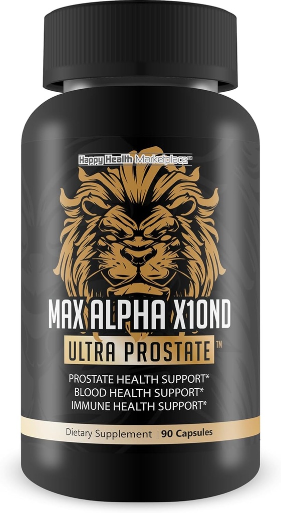 Max Alpha X10ND Ultra Prostate - T Prostate Support for Men - Promouvoir l'énergie et l'endurance - Blood Flow Support for Prostate Health with Vitamine D, Ginseng, Green Tea, & Zinc - Immmune Support Benefits