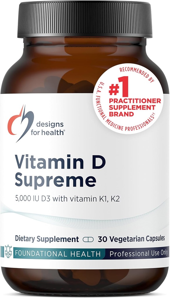 Conceptions pour la santé Vitamine D Supreme - Vitamine D 5000 UI avec 2000mcg Vitamine K comme MK4 pour la santé osseuse, la santé cardiovasculaire, l'humeur et l'immunité Support - Vitamine D3 Enhanced with GG Supplement (30 Capsules)