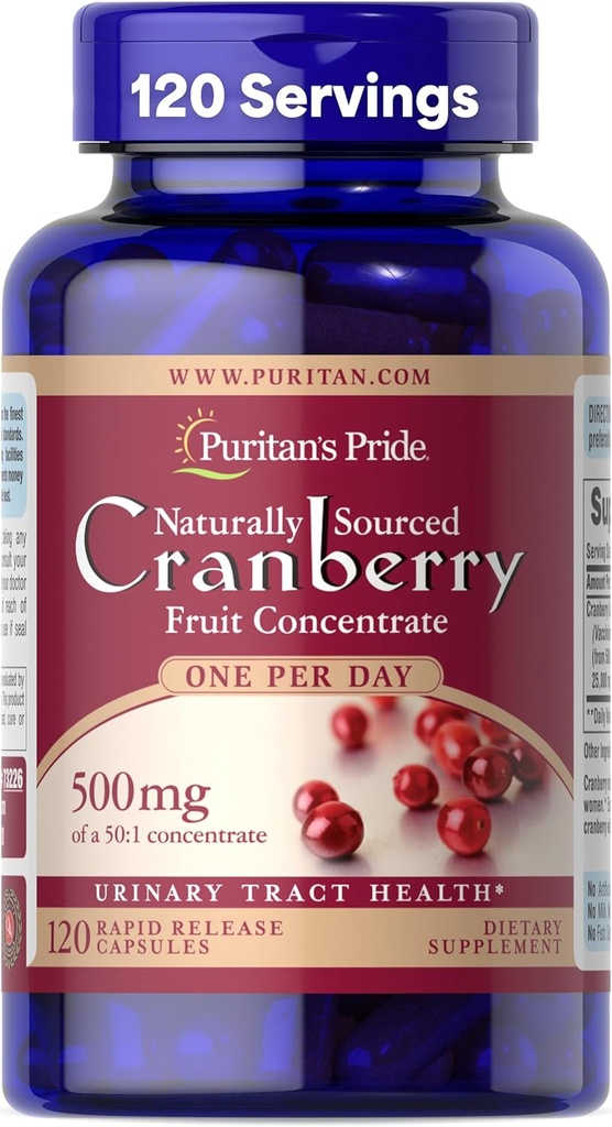 Puritan's Pride One A Day Cranberry - 120 capsules soutient la santé urinaire