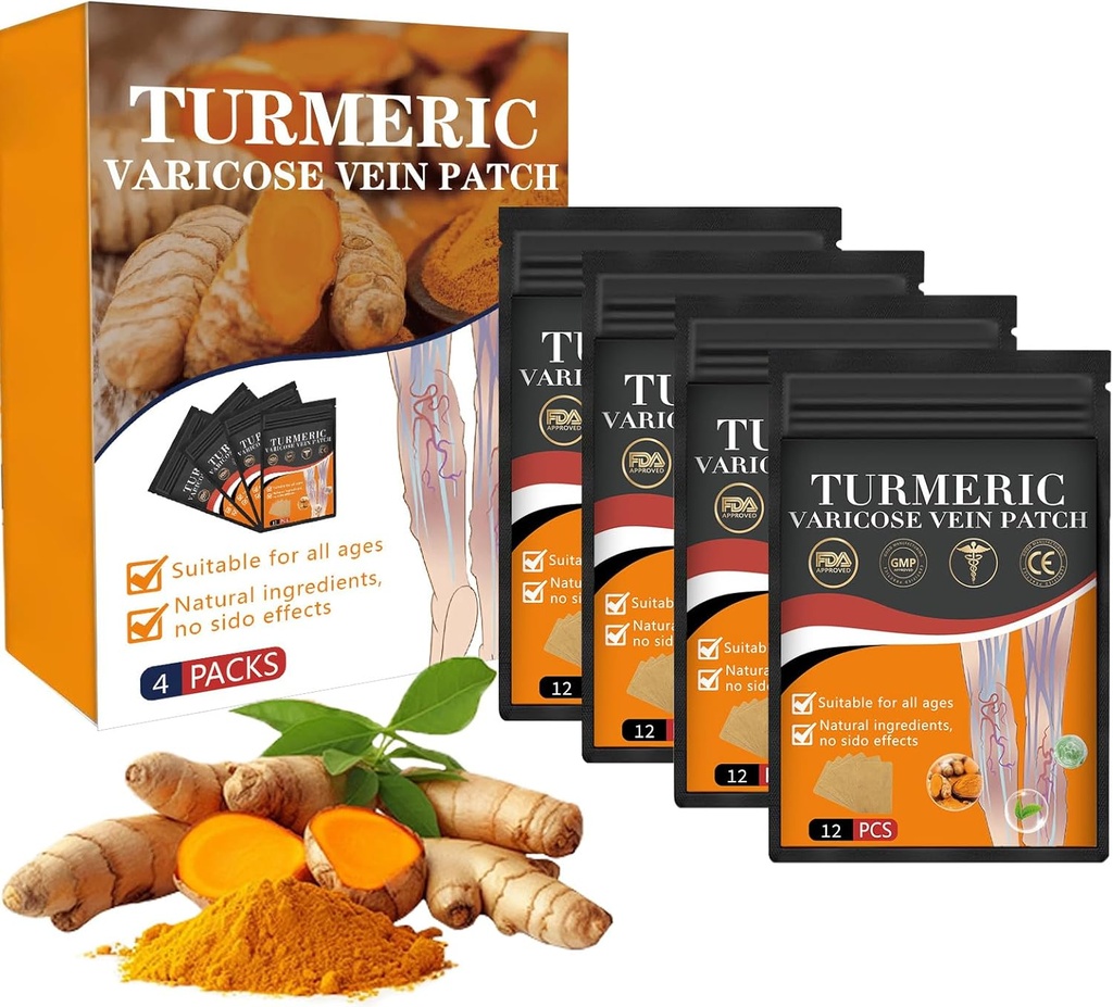 1 Boite Furzero Varicose Turmeric Vein Patch - 2024 Nouveau Turmeric Vein Patches,Soulage naturellement les varices dans les jambes et les araignées