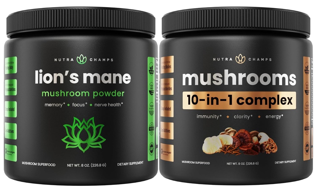 NutraChamps Lions en poudre et 10 en poudre de champignons