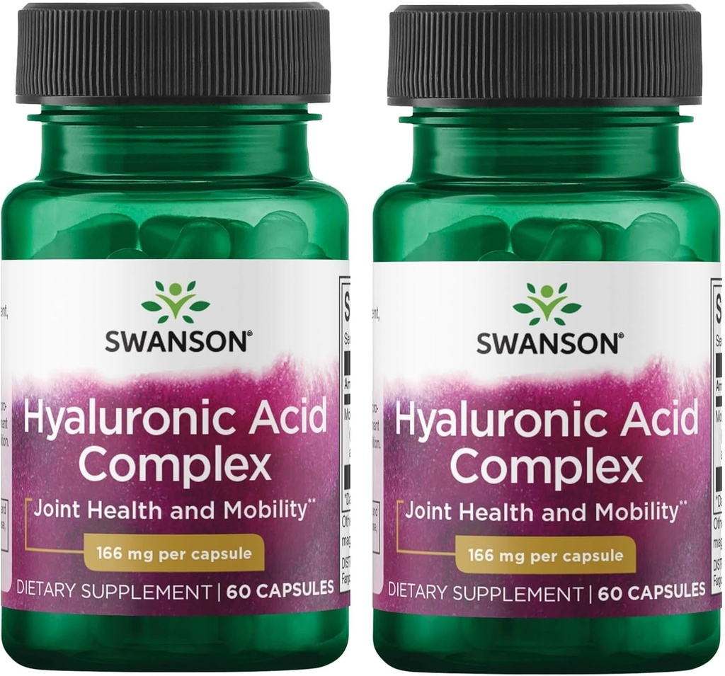 Swanson Complexe d'acide hyaluronique 166 mg 60 capsules (2 boîtes)
