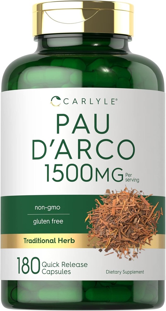 Carlyle PAU D'Arco Capsules : 1500mg environ 180 Count : non-OGM, sans gluten, supplément à base de plantes