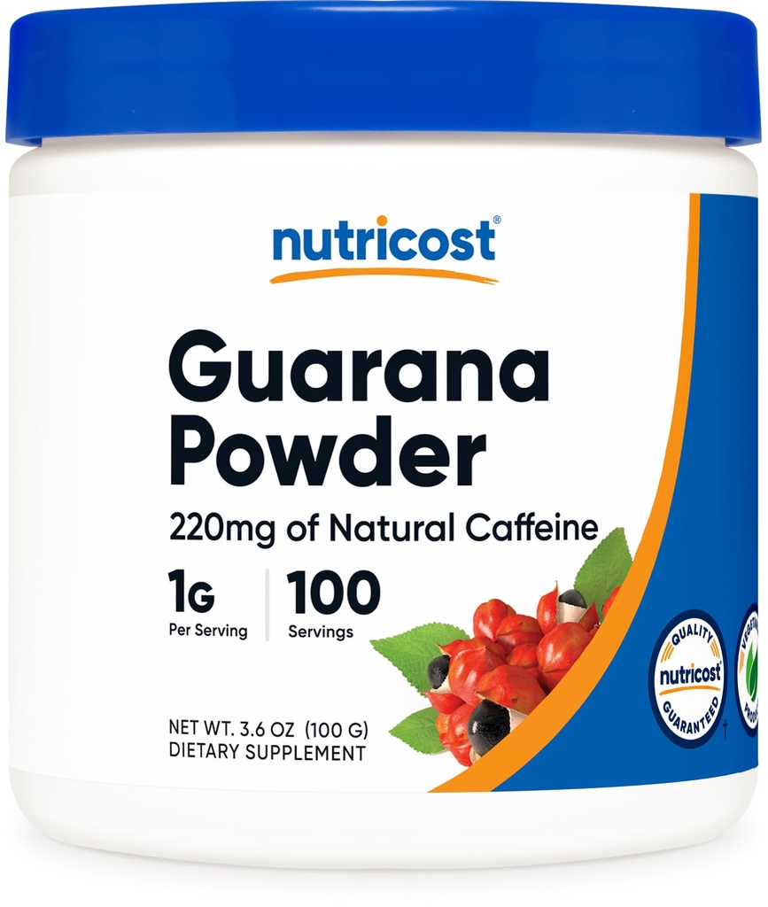 Nutricost Guarana Extract Powder 100 Grams par bouteille - supplément naturel brésilien à base de caféine Energizer