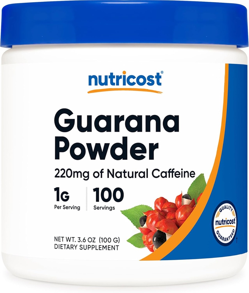 Poudre d'extrait de Guarana Nutricost 100 Grams - supplément naturel de caféine/energisant brésilien