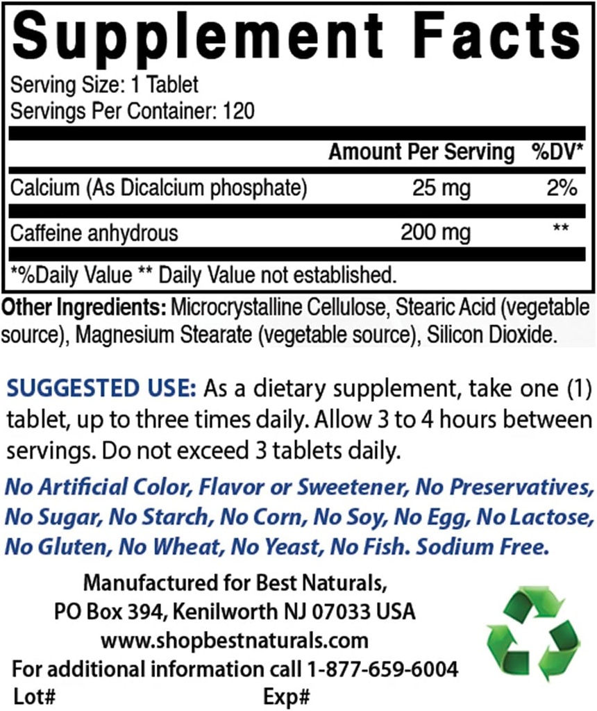 Meilleurs naturels caféine 200mg et bétaine poudre anhydre 1 livre