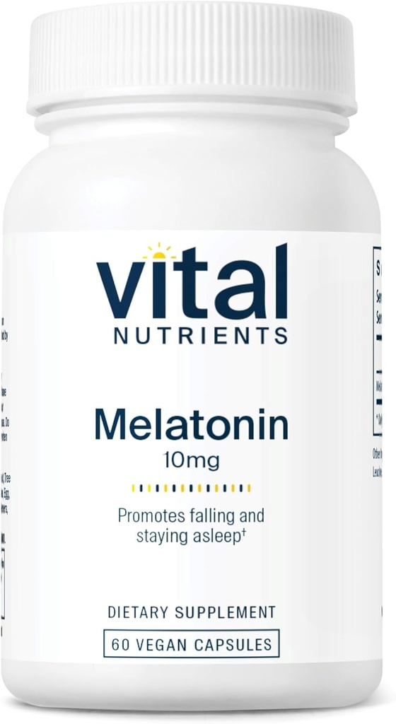 Nutriments vitaux Melatonine 10mg de Végétalienne Supplément de sommeil pour soutenir le cycle de sommeil naturel du corps*