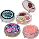 Petite boîte à pilules, étui pour Purse & Pocket, 3 compartiments Travel Pill Case Organisateur de médicaments Entreposage pour les vitamines, les pilules, l'huile de poisson et les boucles d'oreilles, Studs, argent rond bronze Rose Or