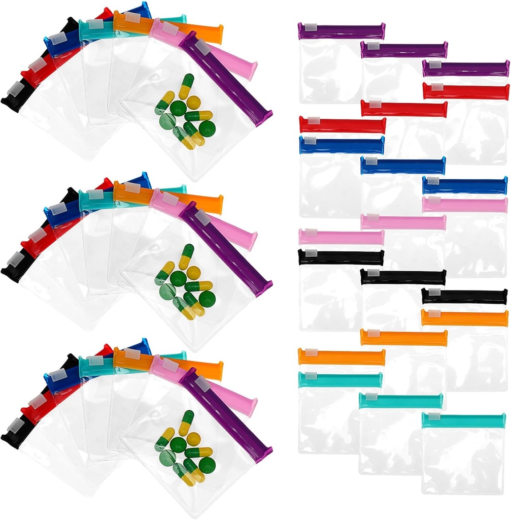 21 PCS Pill Pouch Bags Zippered Reusable Clear Medicine Pill Organizer Bag Colorful Travel Portable Seal Mini Pill Storage Pochettes Conteneurs pour 7 jours de frais de voyage quotidiens