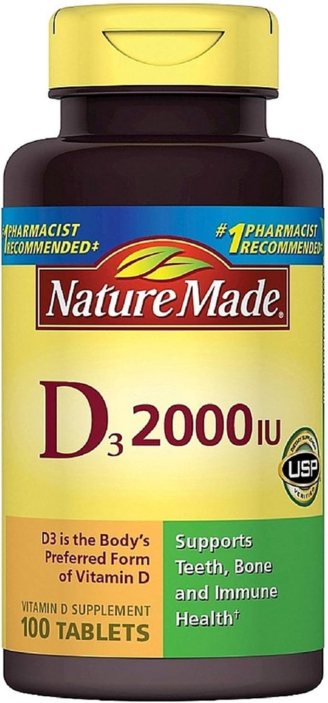 Nature faite de vitamine D3 2000 UI comprimés 100 ea (paquet de 11)