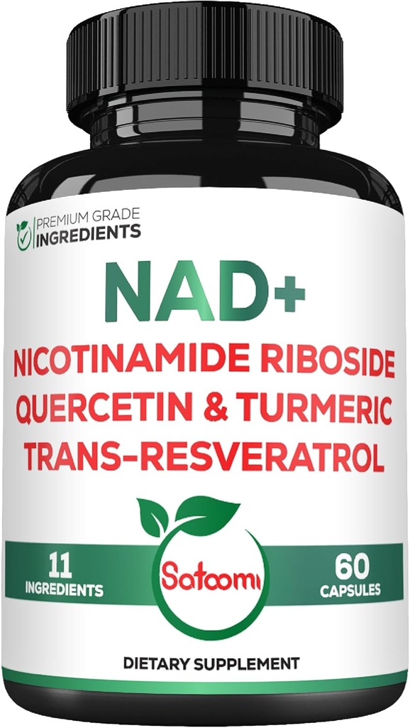 Satoomi NAD Supplément pour les femmes - NAD Nicotinamide Riboside Resvératrol 900mg, Quercetin, Turmeric, Astragalus, Ginseng, Vitamine D3, Vitamine C - 60 Compte