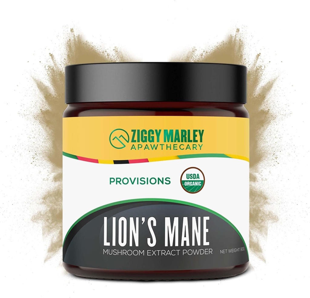 Poudre de champignons pour lions biologiques pour chiens et chats – Cognition de soutien – Extrait de corps de fruits biologiques USDA, 45 portions dans un pot refermable