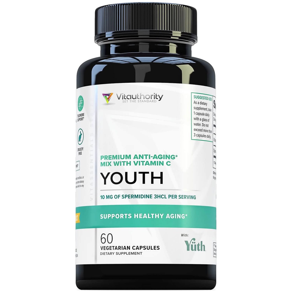 Absorption améliorée Supplément de spermidine pure - 99 % Supplément anti-vieillissement normalisé de spermidine 3HCL pour les femmes et les hommes Longévité Cerveau Telomere Cellule cardiaque et soutien de la peau - 60 portions