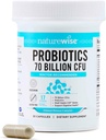 NatureWise Probiotiques 70 Million CFU - 17 Straines + Prébiotiques organiques - Immune, Digestive et Gut Soutien à la santé pour les femmes et les hommes - Végétarien, sans gluten, non-OGM - 30 Capsules[1-Mois]