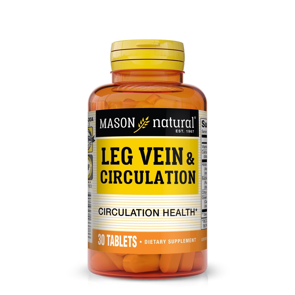 FEUILLE NATURALE MASON & Circulation, avec vitamine C, calcium, et thé vert pour support quotidien de la circulation, 30 comprimés