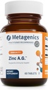 Métagène Zinc A.G. - Zinc hautement absorbant avec des chélates d'arginine et de glycine - soutient la fonction immunitaire, la santé osseuse, la peau et l'énergie Métabolisme - Non-OGM et sans gluten - 60 comprimés
