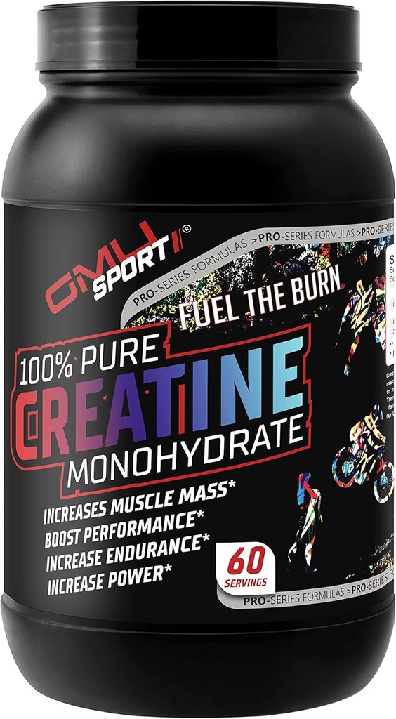 GMU SPORT - 100% poudre monohydratée de créatine pure pour les hommes et les femmes - poudre de créatine pure pour la croissance musculaire, l'amélioration de la performance et l'augmentation de la force - supplément de créatine - sans saveur