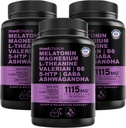 Capsules de sommeil en mélatonine 12-en-1 - Aide naturelle au sommeil pour les adultes avec la mélatonine 5mg et le glycinate de magnésium 500mg, Aide au sommeil avec Ashwagandha, L Theanine, racine valériane, GABA, 5-HTP (90ct, paquet de 3)