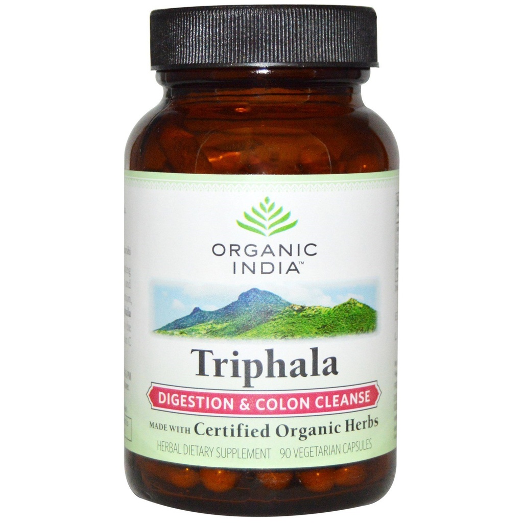 ORGANIQUE INDIA Triphala Capsules Organic - Supplément à base de plantes avec Amla, Bibhitaki, Haritaki, Soutien Digestion & Colon, Support du système immunitaire, Adaptogène, Vegan, USDA certifié Organic - 90 Capsules