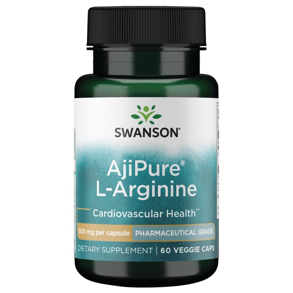 Swanson Amino Acid Ajipure L-Arginine Pharmaceutique Grade 500 Milligrammes 60 Gélules