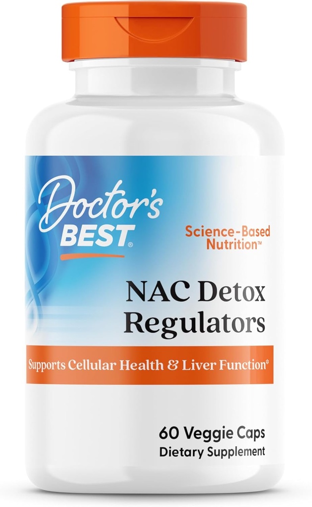 Médecins Best NAC Détox régulateurs, soutient la santé cellulaire et la fonction hépatique, non-OGM, sans gluten, sans soja, végétarien 60 capsules de légumes
