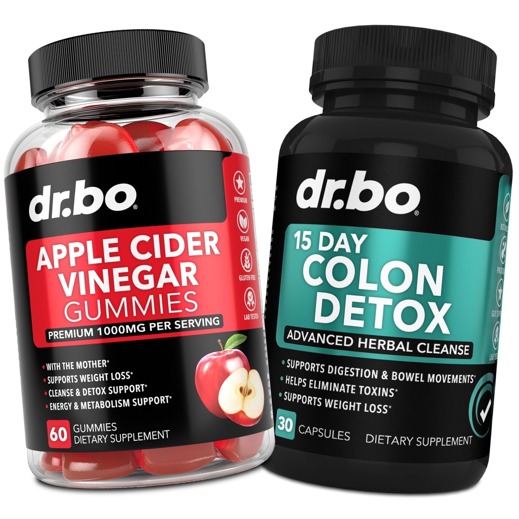 ACV Gummies & Colon Cleanser Detox - 1000MG Apple Cider Vinegar Gummies & 15 jours Colon Cleanse Detox pour la digestion et la santé Gut - Fast Natural Probiotique Laxative Pills pour Bowel Movement Suppléments