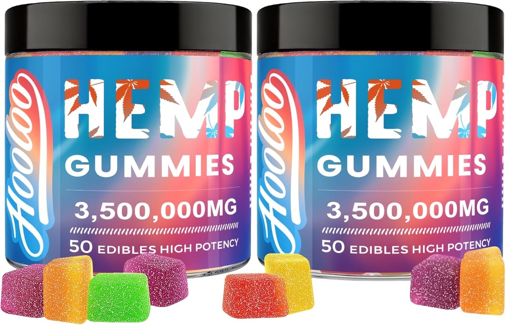 Gommies de chanvre Big Cubes Extra Strength for Bedtime Support, Détendez-vous, 6 saveurs fruitées Gommy de chanvre à croquer Vitamines pour adultes, Pack de 2, Fabriqué aux États-Unis