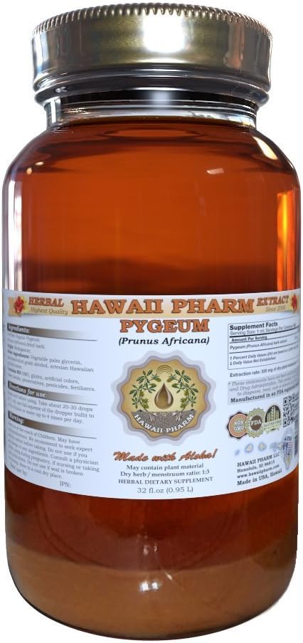 Hawaii Pharm Рygeum extrait liquide, Рygeum (Рygeum Africanum) Teinture, supplément à base de plantes, Fabriqué aux États-Unis, 32 fl.oz