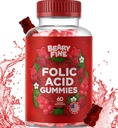 Gommies d'acide folique 400mcg - Gommy prénatal et grossesse essentiels pour les femmes, les mères et les bébés à être - 60 vitamines de gommy fondues aromatisées aux framboises - Fabriqué aux États-Unis