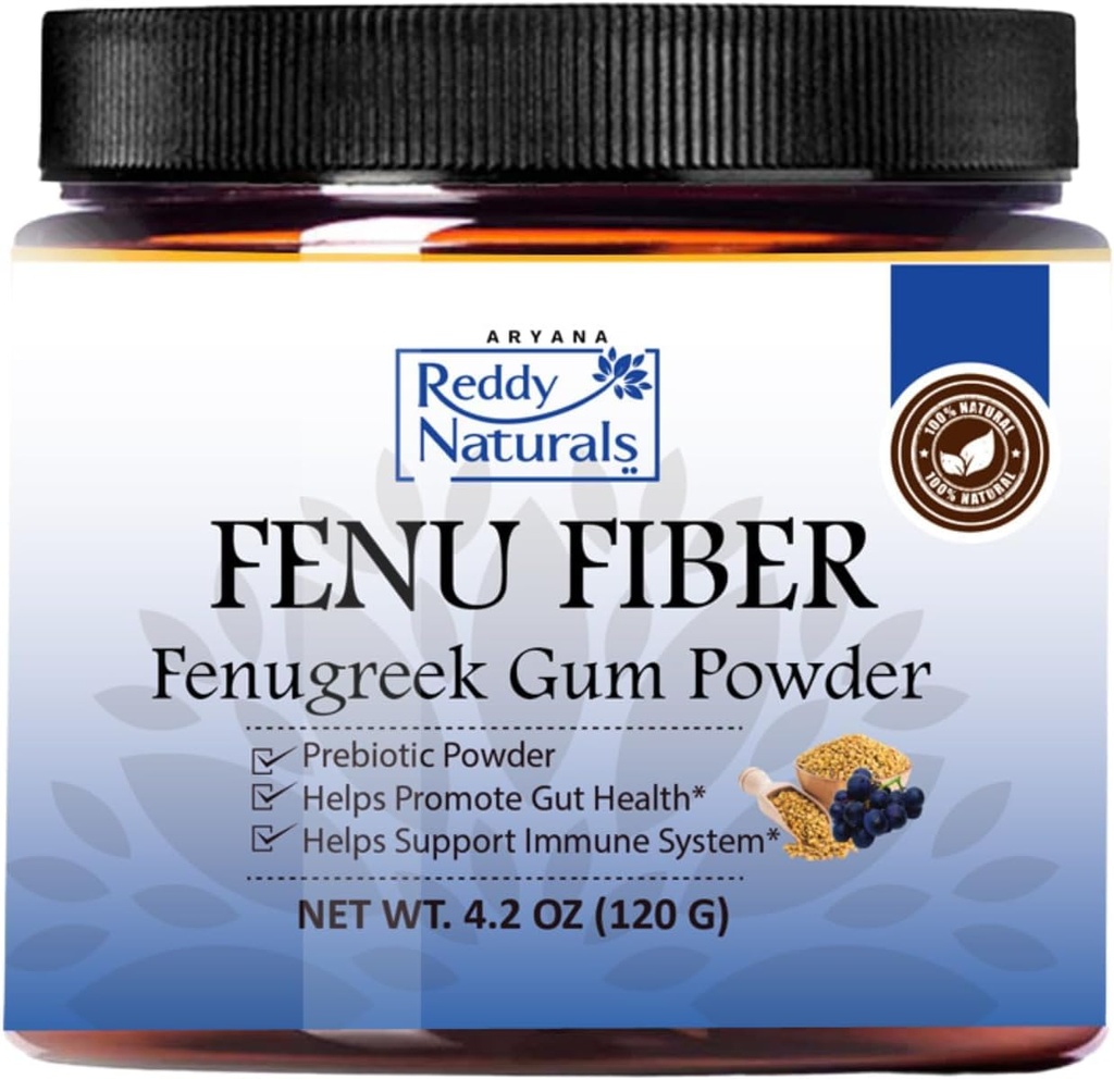 Reddy Naturals Aryana FENU Fibre – Poudre de Gum Fenugreek décimée - Polyphénols muscadines - Soutient des fonctions métaboliques saines – Améliore la santé immunitaire et de Gut – 4.2 OZ (120 G)
