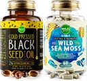 Maju Superfoods 4-en-1 Sea Moss Capsules and Black Seed Oil Capsules Bundle