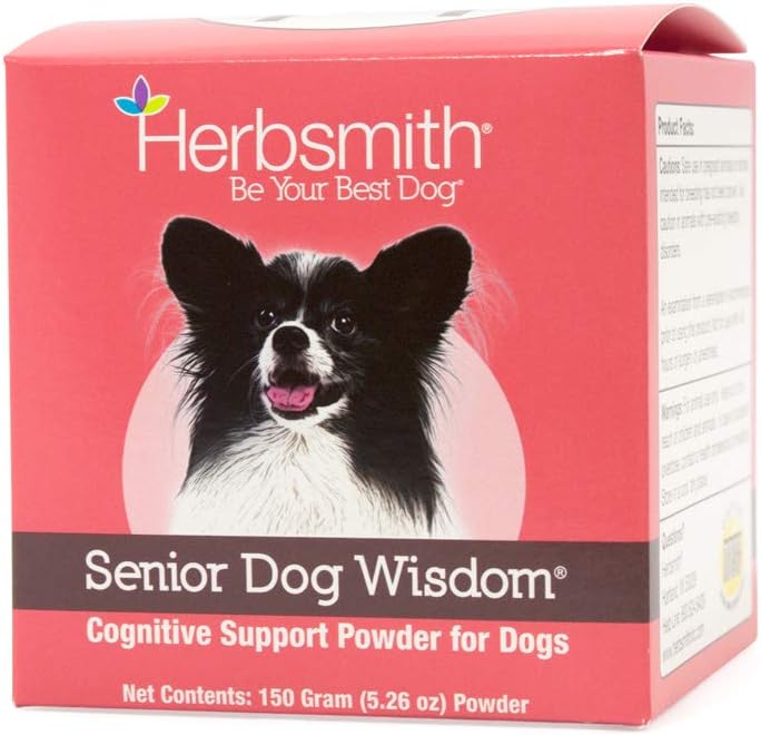 Sagesse de chien senior Herbsmith – Supplément de démence de chien – DHA pour la santé du cerveau de chien senior - Supplément de chien senior- 150g