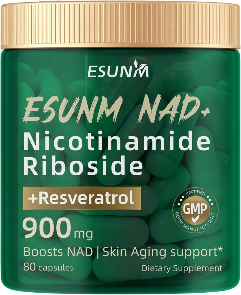 Nicotinamide Riboside 900mg, Supplément NMNH Resveratrol suppléments nutritionnels, supplément pour anti-âge, énergie, focus - 80 capsules