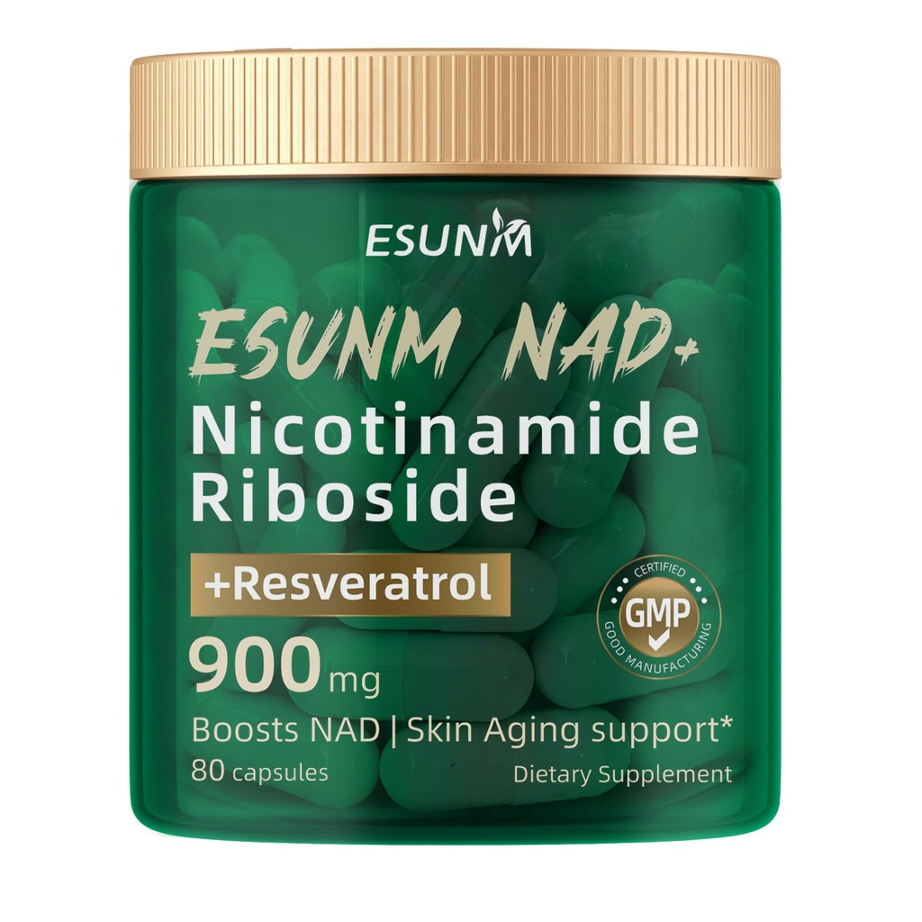 Nicotinamide Riboside 900mg, Supplément NMNH Resveratrol suppléments nutritionnels, supplément pour anti-âge, énergie, focus - 80 capsules