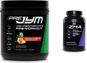 PRE JYM 30 portions Ananas Fraise et JYM ZMA Zinc/Magnésium Capsules Supplément 90 Capsules végétariennes