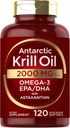 Carlyle Antarctic Krill Oil 2000 mg 120 Softgels EPA Omega-3, DHA, avec supplément d'astaxanthine provenant de Krill rouge , concentration maximale testée en laboratoire
