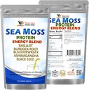 NELCIA'S NATURAL HERBES Sea Moss Ashwagandha Protéines Poudre -Natural Irish Sea Moss, Bladderwrack et Burdock Root, Black Seed et Shilajit Poudre (16oz)