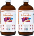 LIQUIDHEALTH Mega énergie Méthylated B-Complex, supplément de vitamine liquide pour adultes - Augmenter l'énergie, soulager le stress et la fatigue, le soutien immunitaire, le coeur et la santé Gut - Fabriqué aux États-Unis, végétalien, sans sucre (2 pack)