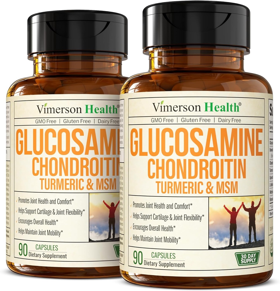 Glucosamine Chondroïtine MSM – Supplément de soutien conjoint pour les femmes et les hommes avec le sulfate de glucosamine 1500 mg, Chondroïtine et MSM – pour le cartilage, la santé articulaire et la flexibilité – 2 packs