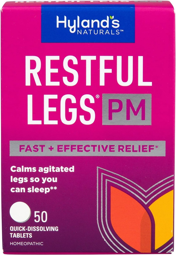 Les jambes reposées de Hyland PM, formule de nuit, calme les jambes agitées pour que vous puissiez dormir, 50 comprimés à dissolution rapide (paquet de 3)