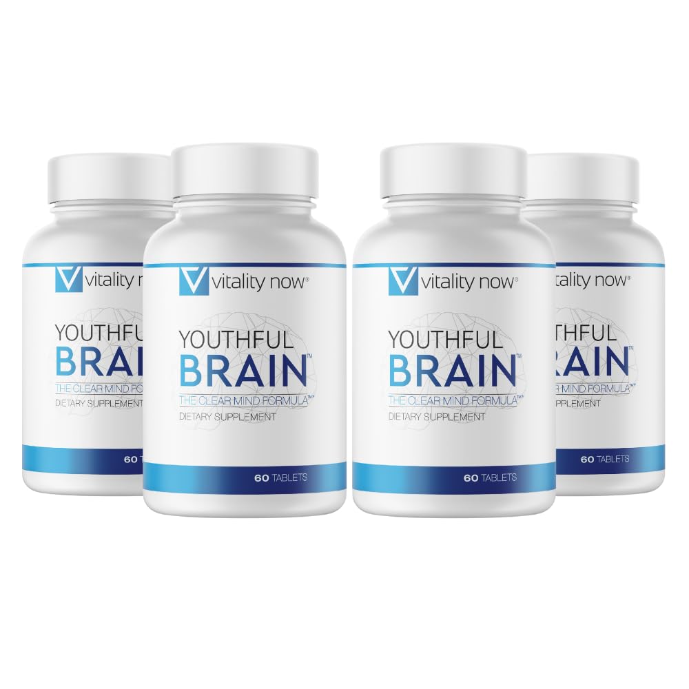 Bouteille Cerveau 4 jeunes - Supplément de soutien à la mémoire et à la santé du cerveau - Clarté Brain Booster avec Bacopa Monnieri, Ginkgo Biloba, B12-120 jours d'approvisionnement (240 comtes)