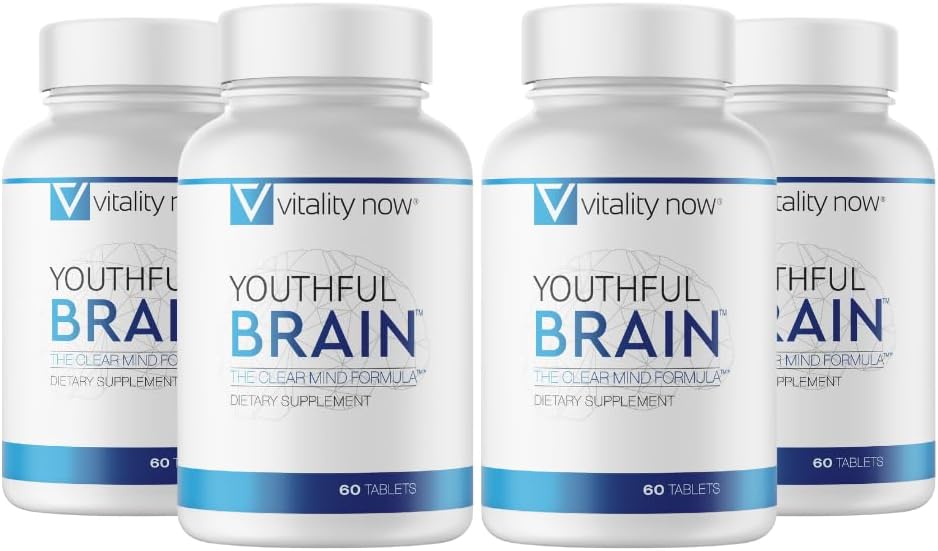 Bouteille Cerveau 4 jeunes - Supplément de soutien à la mémoire et à la santé du cerveau - Clarté Brain Booster avec Bacopa Monnieri, Ginkgo Biloba, B12-120 jours d'approvisionnement (240 comtes)