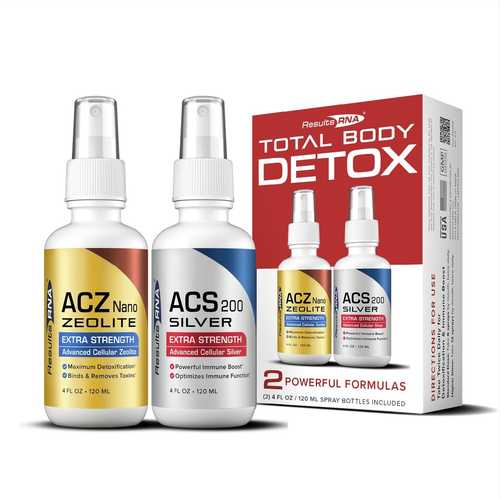 Résultats RNA – Système Extra Strength Detox Body – ACS 200 Silver & ACZ Nano Zeolite aide à détoxifier et stimuler l'immunité (4 oz - 60 jours)